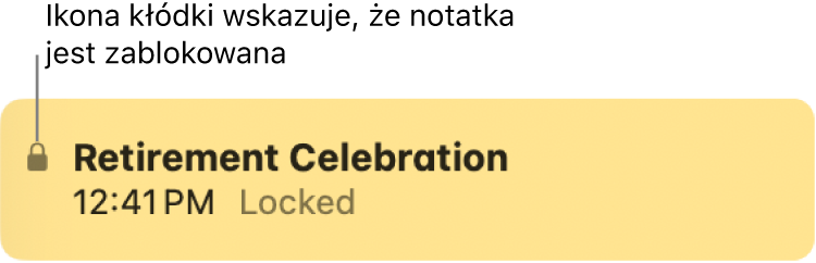 Zablokowana notatka z ikoną kłódki po lewej stronie.