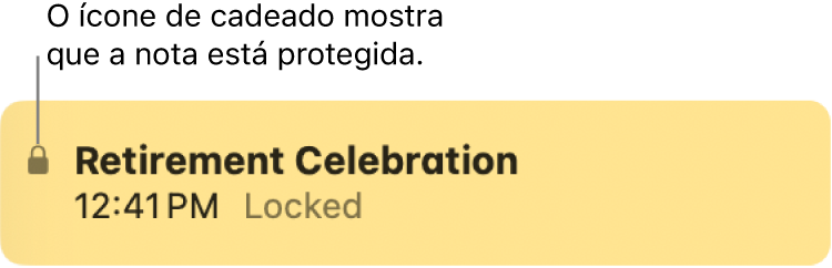 Nota protegida com um ícone de cadeado na extremidade esquerda.