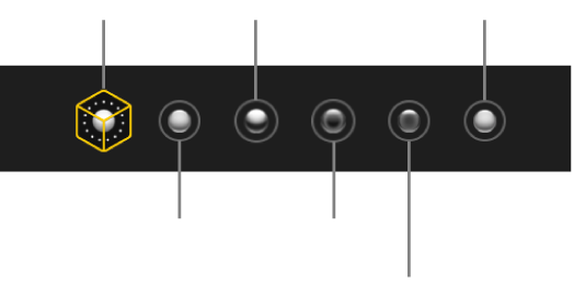 اختيارات تأثير إضاءة وضع بورتريه، بما فيها (من اليمين إلى اليسار) طبيعي واستوديو ومحيطي ومسرح ومسرح أحادي وضوء عالي أحادي.
