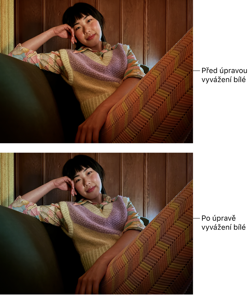 Fotografie před vyvážením bílé a po něm