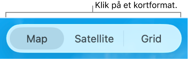 Knapperne Kort, Satellit og Net.