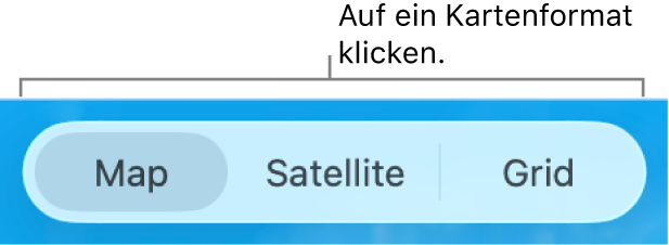 Tasten „Karte“, „Satellit“ und „Gitter“