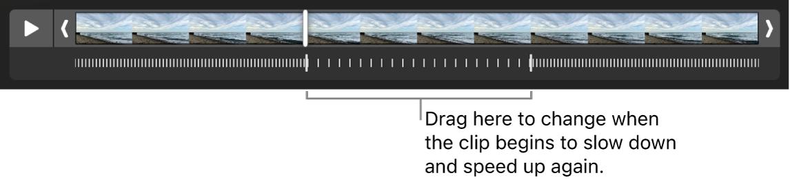 A slow-motion video with handles you can drag to change where the video slows down and speeds up again.