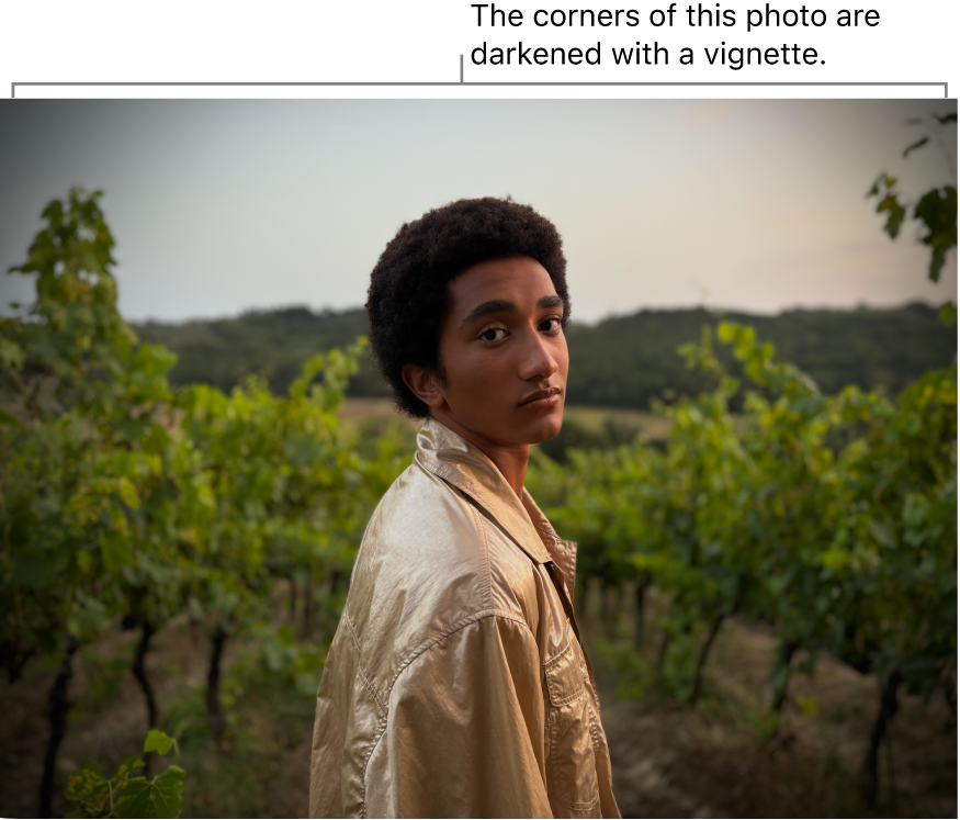 A photo with a vignette applied, showing darkness around the edges.