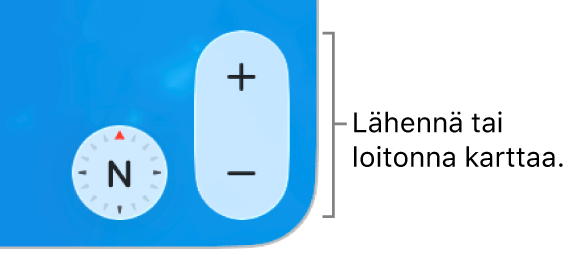 Zoomauspainikkeet kartalla.