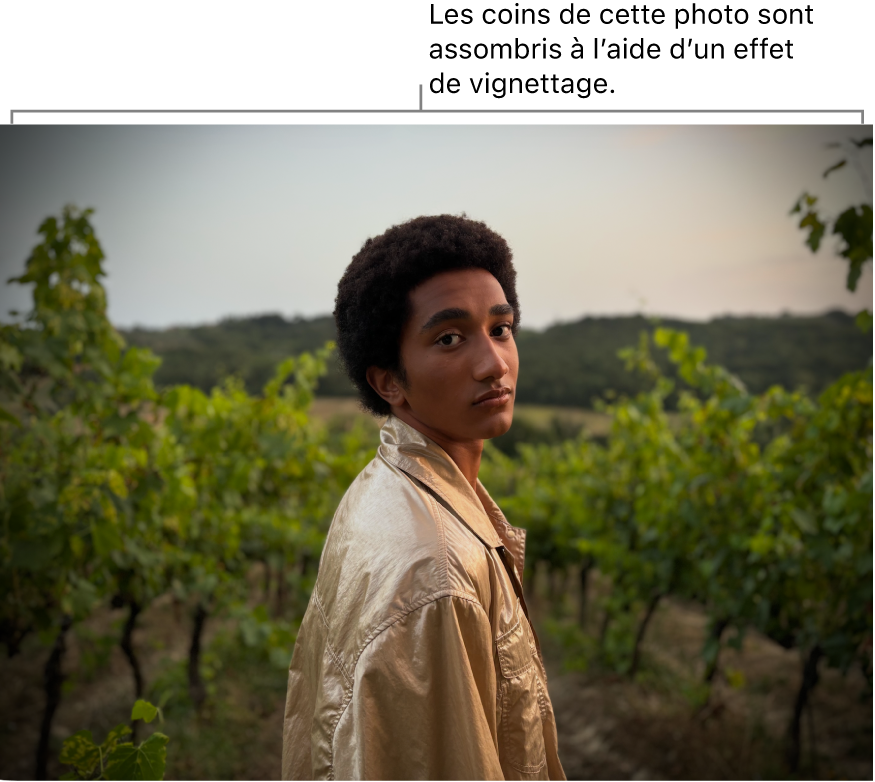 Une photo présentant un effet de vignettage, avec des bords obscurcis.