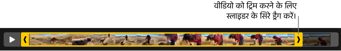 वीडियो में ट्रिम हैंडल।