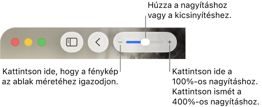 A méretezési vezérlőket megjelenítő eszközsor.