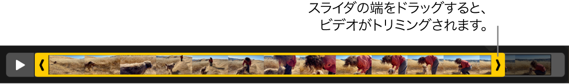 ビデオに表示されたトリムハンドル。