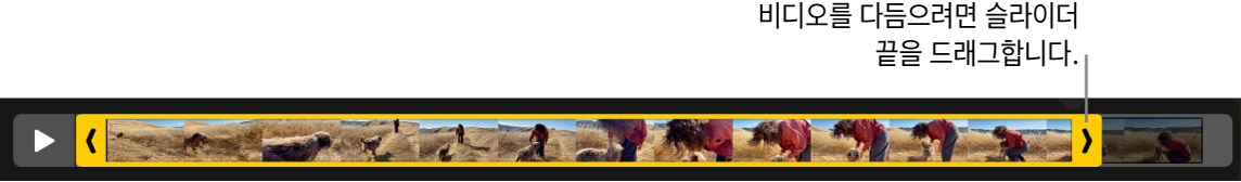 비디오의 다듬기 핸들.