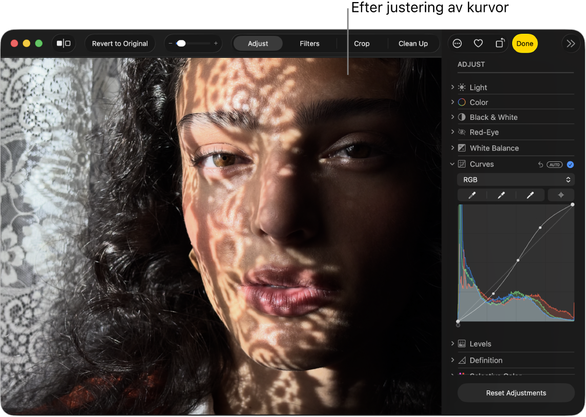 En bild efter kurvjustering.