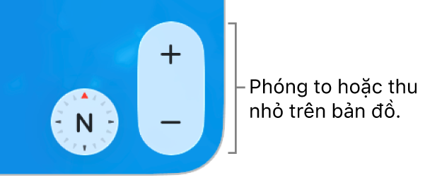 Các nút thu phóng trên bản đồ.