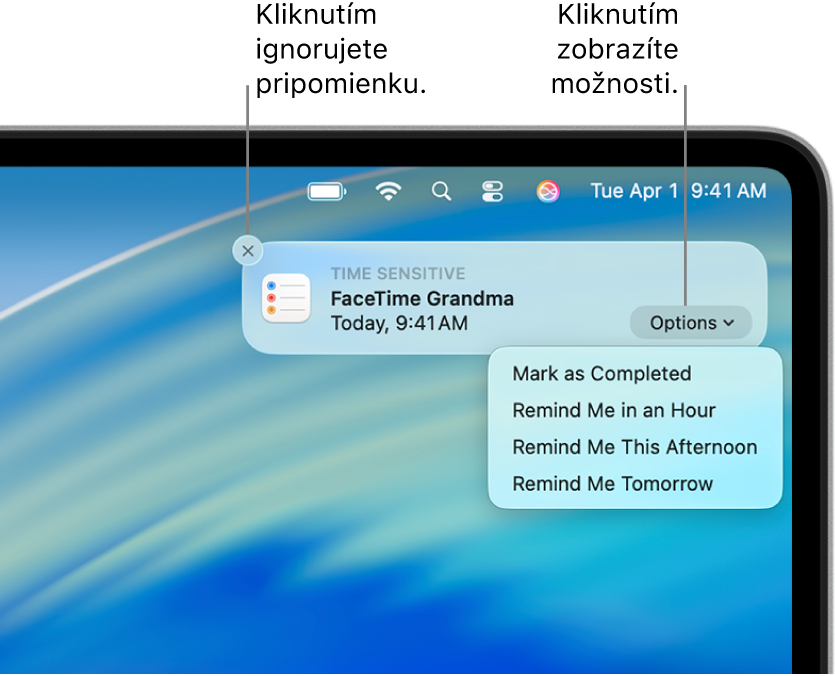 Hlásenie pripomienok s tlačidlami Dokončiť a Neskôr.