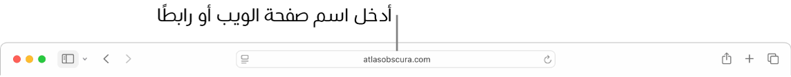 حقل البحث الذكي في سفاري، حيث يمكنك إدخال اسم موقع إلكتروني أو رابطه.