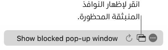 حقل البحث الذكي مع زر لإظهار النوافذ المنبثقة المحظورة.