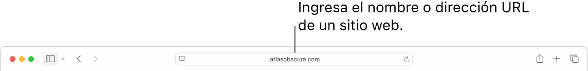 El campo de búsqueda inteligente de Safari, en donde puedes ingresar el nombre o la URL de un sitio web.