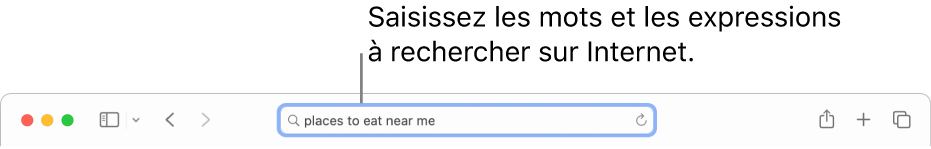 Le champ de recherche intelligente de Safari, dans lequel vous pouvez saisir des mots et expressions à rechercher sur Internet.