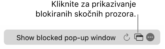 Pametno polje za pretraživanje s tipkom za prikazivanje blokiranih skočnih prozora.