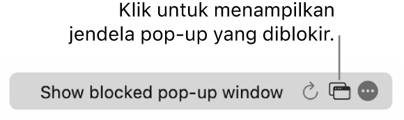 Bidang Pencarian Cerdas dengan tombol untuk menampilkan jendela pop-up yang diblokir.