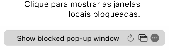 O Campo de Busca Inteligente com um botão para mostrar janelas pop-up bloqueadas.