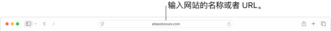 Safari 浏览器智能搜索栏，可在此输入网站的名称或 URL。