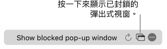 「智慧型搜尋」欄位包括顯示已封鎖的彈出式視窗的按鈕。
