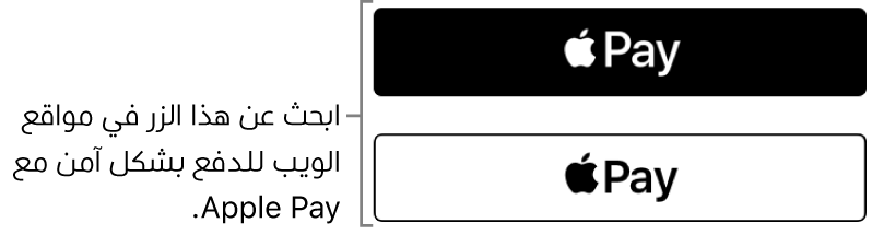 الزر الذي يظهر على مواقع الويب التي تقبل Apple Pay للمشتريات.