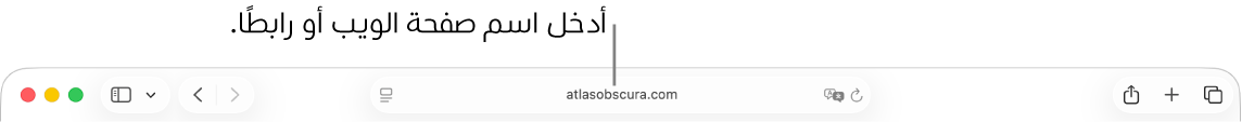 حقل البحث الذكي في سفاري، حيث يمكنك إدخال اسم موقع إلكتروني أو رابطه.
