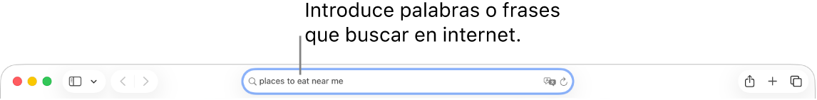El campo de búsqueda inteligente de Safari, donde puedes introducir palabras y frases que buscar en internet.