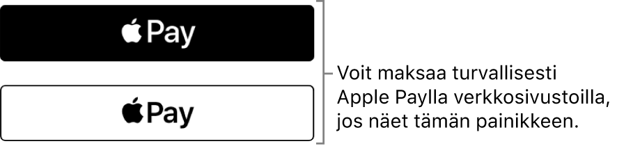 Painike, joka näkyy Apple Pay ‑maksuja hyväksyvillä verkkosivustoilla.