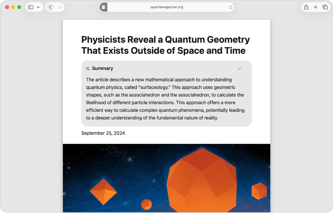Une fenêtre du lecteur affichant le résumé d’un article scientifique.