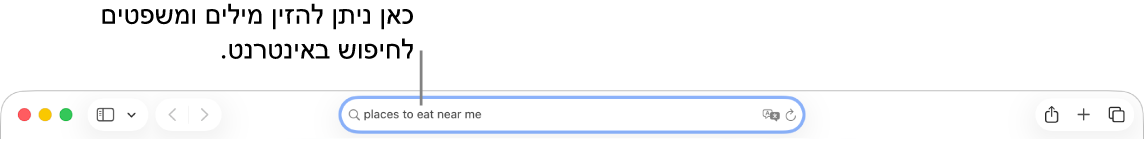 השדה ״חיפוש חכם״ של Safari, שבו ניתן להזין מילים וביטויים כדי לחפש באינטרנט.