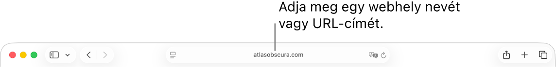 Az intelligens keresési mező a Safari eszközsorának közepén.