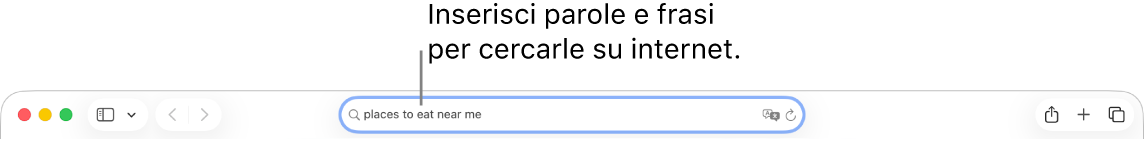 Il campo di ricerca smart di Safari, in cui puoi inserire parole o frasi da cercare su internet.