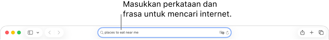 Medan Carian Pintar Safari, tempat anda boleh memasukkan perkataan dan frasa untuk dicari dalam internet.