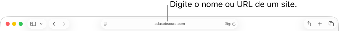 Campo de Busca Inteligente do Safari, onde você pode digitar o nome ou URL de um site