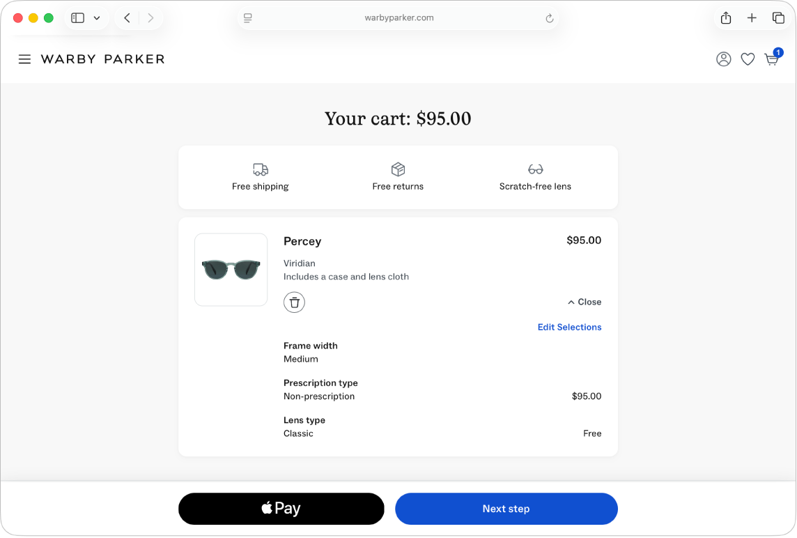 En populär shoppingwebbplats som tar emot Apple Pay.