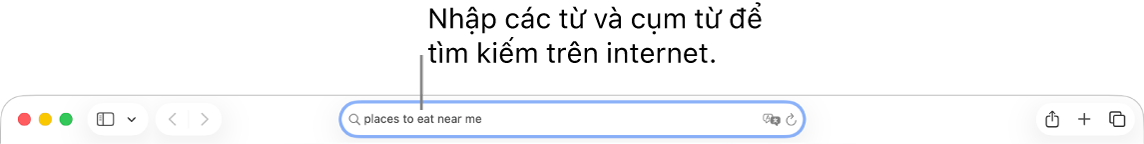Trường Tìm kiếm thông minh của Safari, nơi bạn có thể nhập các từ và cụm từ để tìm kiếm trên internet.