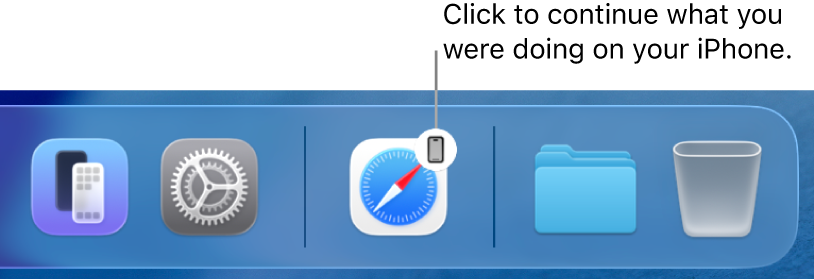 The Handoff icon visible in the Dock on a Mac.