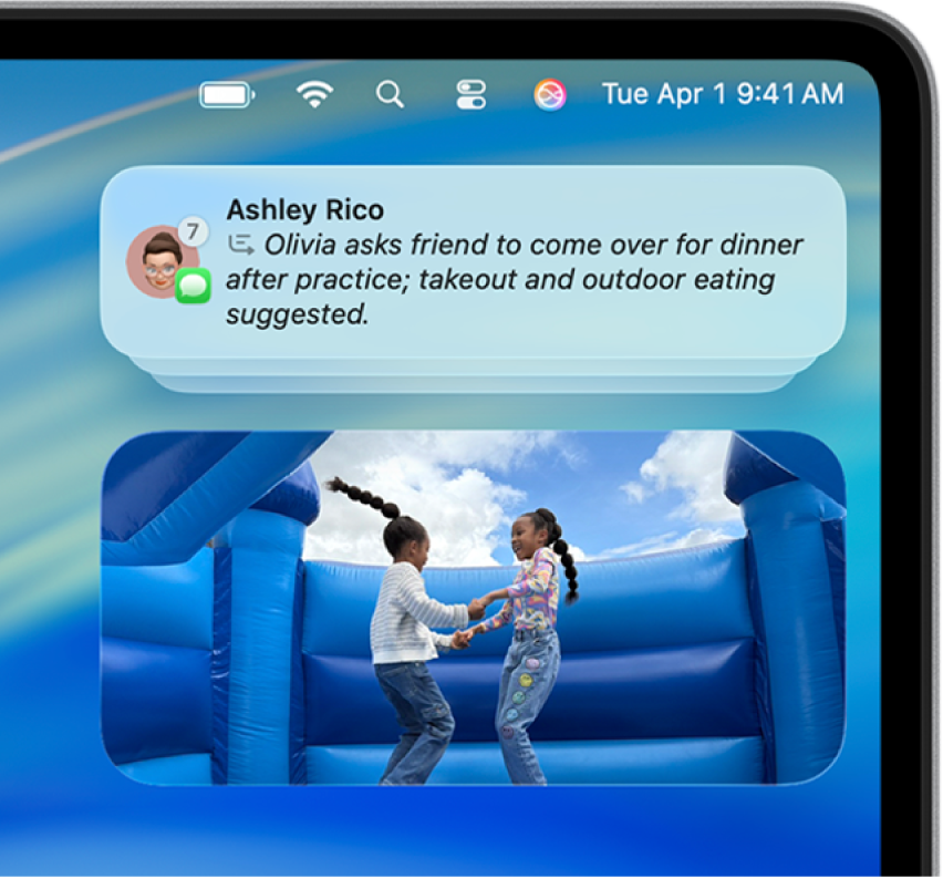 The top-right portion of the Mac desktop showing a summarized stack of notifications from an active Messages conversation.