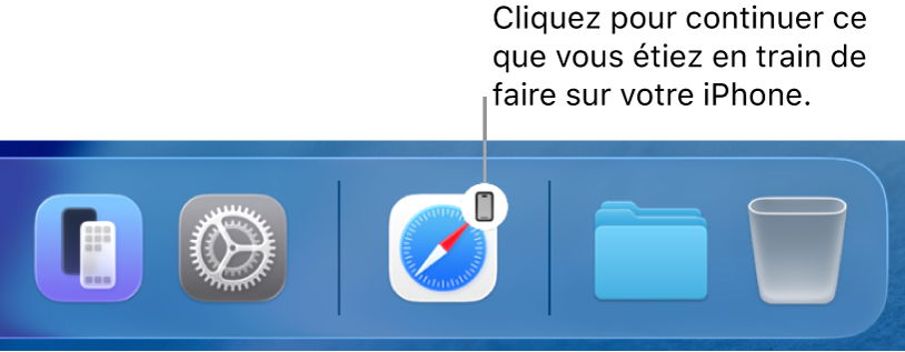 L’icône Handoff affichée dans le Dock sur un Mac.