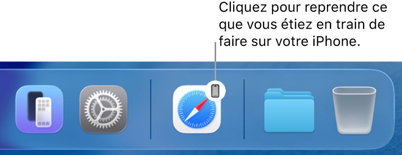 L’icône Handoff affichée dans le Dock sur un Mac.