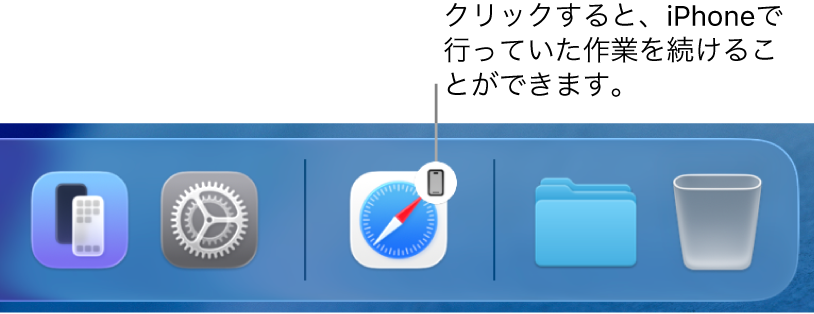 MacのDockに表示されているHandoffアイコン。