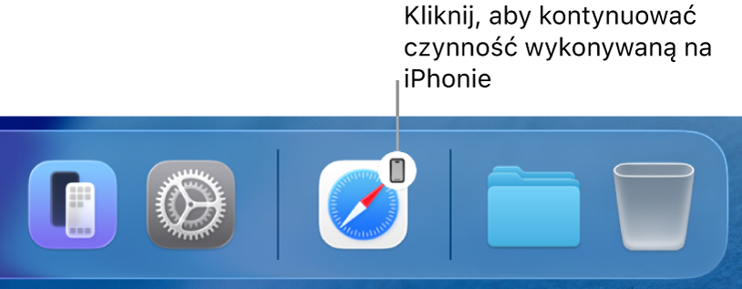 Ikona funkcji Handoff widoczna w Docku na Macu.