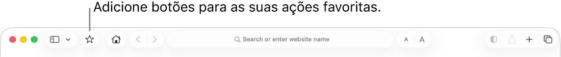 Uma barra de ferramentas a apresentar um botão que pode adicionar às suas ações favoritas.