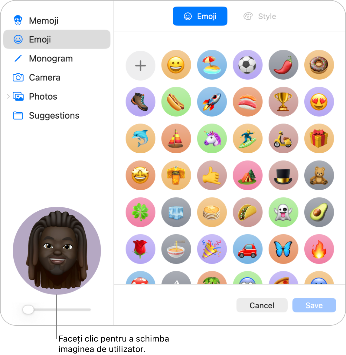 Configurările Utilizatori și grupuri afișând imaginea de utilizator.
