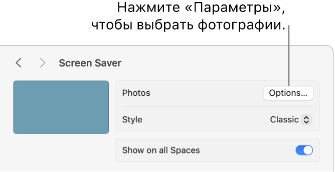 В верхней части окна Системных настроек показаны параметры фото.