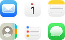 ไอคอนเมล ปฏิทิน โน้ต รายชื่อ เตือนความจำ และข้อความ