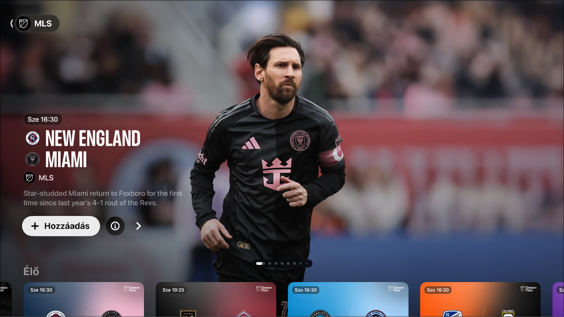 A képernyőn az MLS Season Pass látható