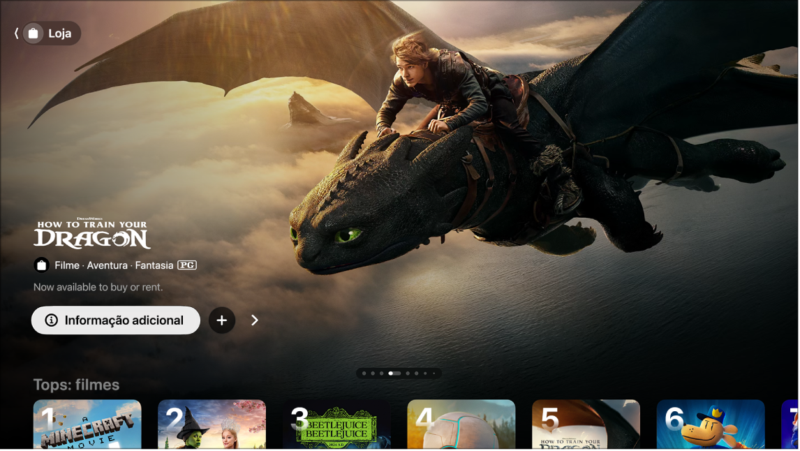 Um ecrã a mostrar a Loja de Apple TV